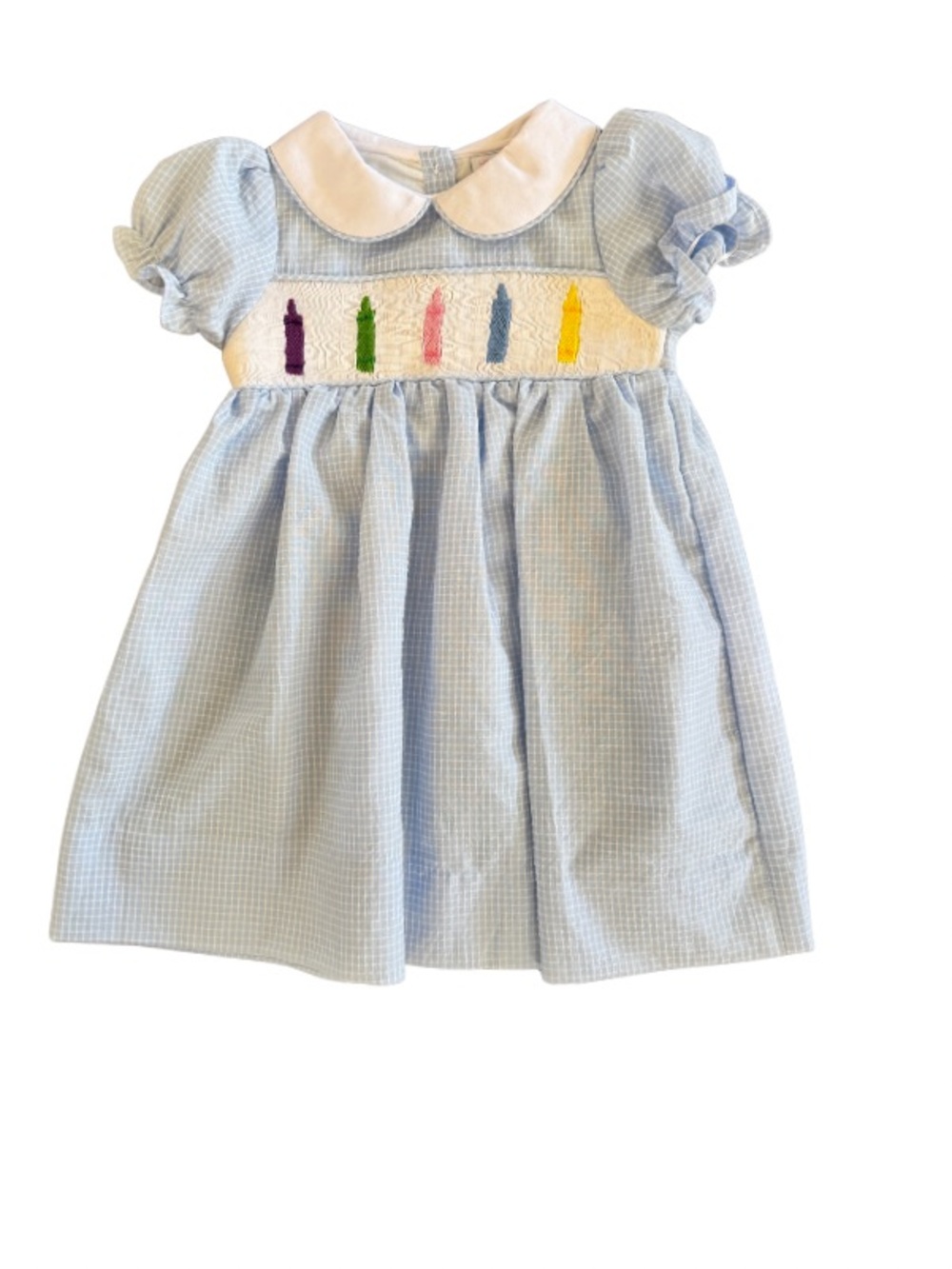 Ann + Reeves Smocked Crayon Dress 2T Blue Checkered ✏️